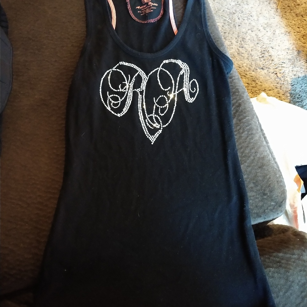 Custom made tank top black R & A bling